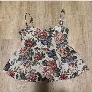 Embroidery Floral Vintage Peplum Top